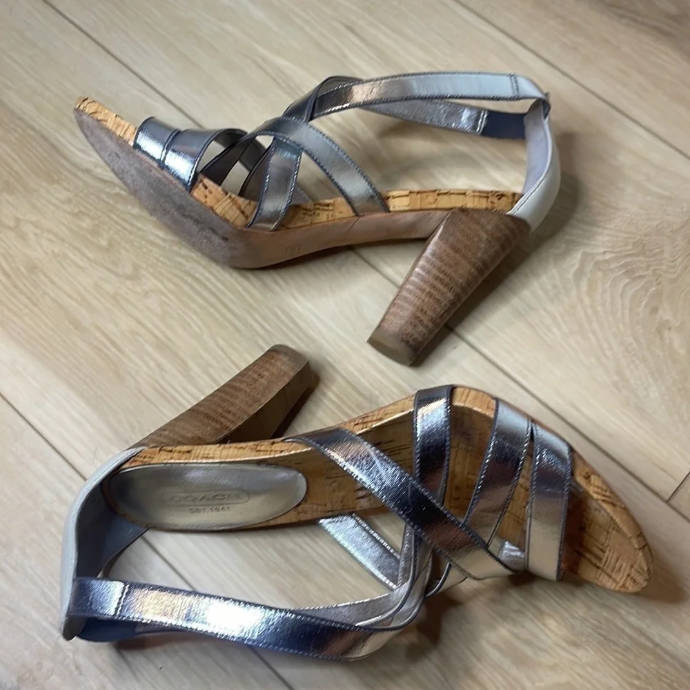 Coach‎ Angel Silver Strappy Sandal Size 7.5 B